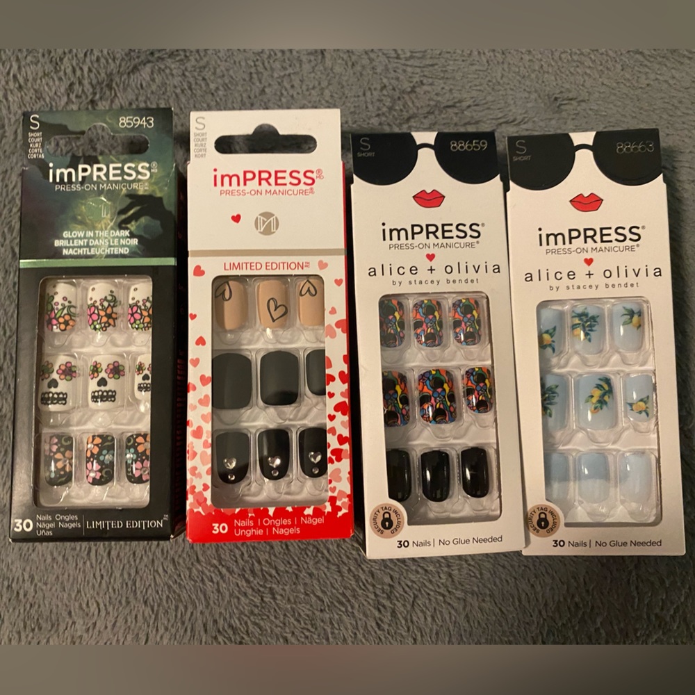 Kiss Impress Nail Bundle 4 pairs - Short Length